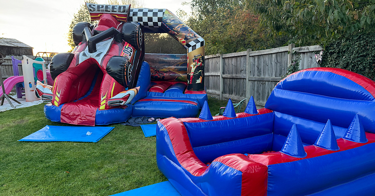 3D F1 Race Car Bouncy Castle With Ball Pool Package Hire Pontefract
