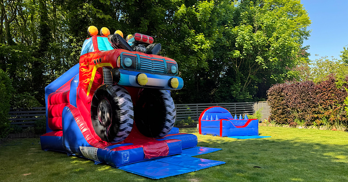 3D Monster Truck Bounce N’ Slide With Ball Pool Kids Party Package Hire Pontefract